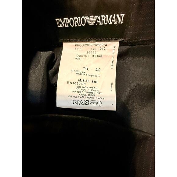 Emporio Armani Black Pinstripe Wool Blend Pencil Skirt - Size TG 42 (US 6-8) - Picture 7 of 7